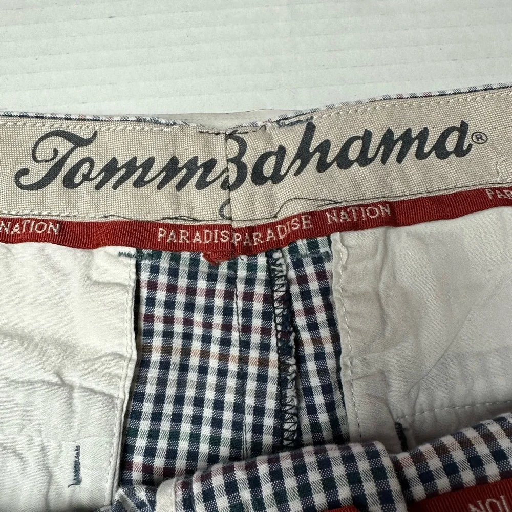 Tommy Bahama Paradise Nation Shorts Mens 40 100% Cotton Checkered‎ Blue Beach